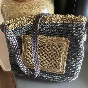 Brighton Black & Brown Woven Shoulder Bag